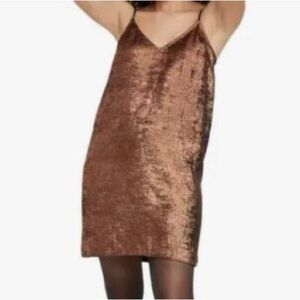 A New Day Copper Metallic Slip Dress‎ NWT Size Small